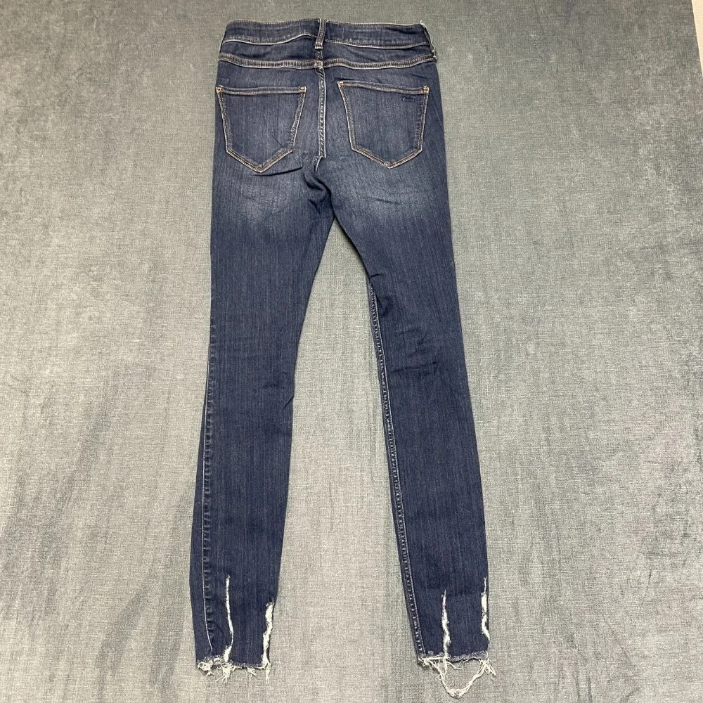 Hollister Jeans Legging Womens 26W Blue Denim Medium Wash High Rise Raw Hem